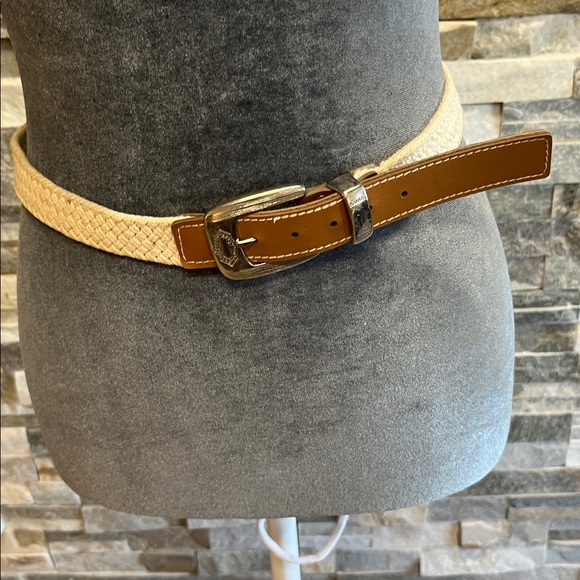Braided Tan Belt with Brown Leather Buckle - Picture 1 of 10